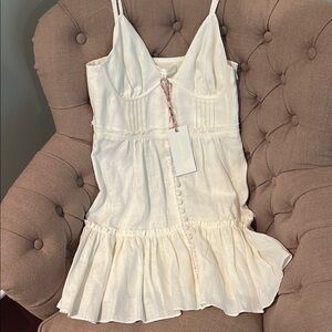 LoveShackFancy Maple Dress Cream Button-Front Dress
